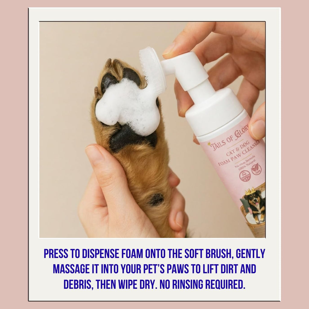Dog & Cat Paw Cleaner with Soft Brush – Natural No-Rinse Paw Wash, Plant-Based Ingredients, Portable & Gentle – Rated Excellent on Yuka/INCI - 200ml