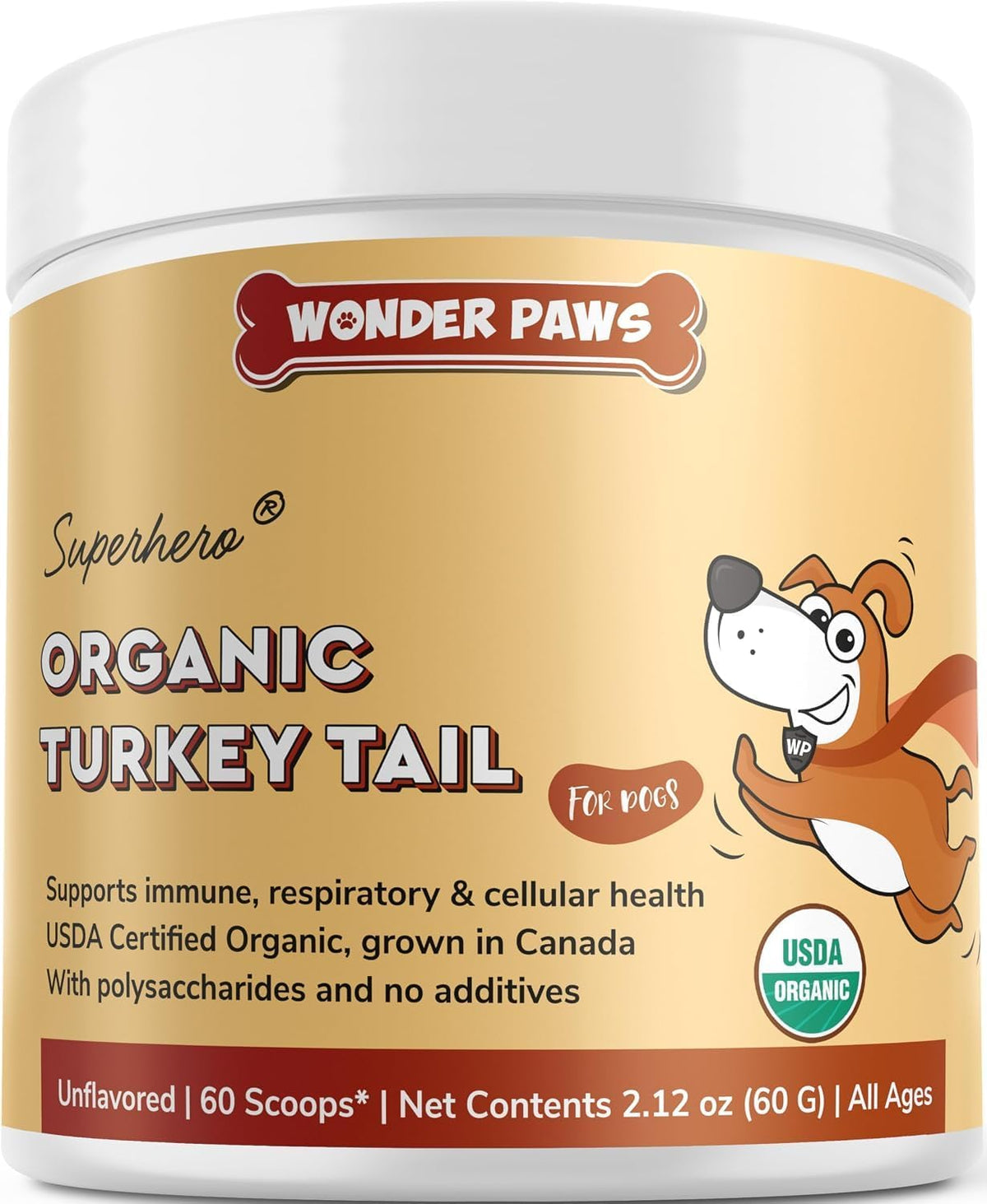 Organic Turkey Tail Mushroom for Dogs – Powerful Turkey Tail for Dogs Mushroom Powder for Immunity, Respiratory, Digestion & Cellular Health–with Beta Glucans & Polysaccharides- 2.12 oz