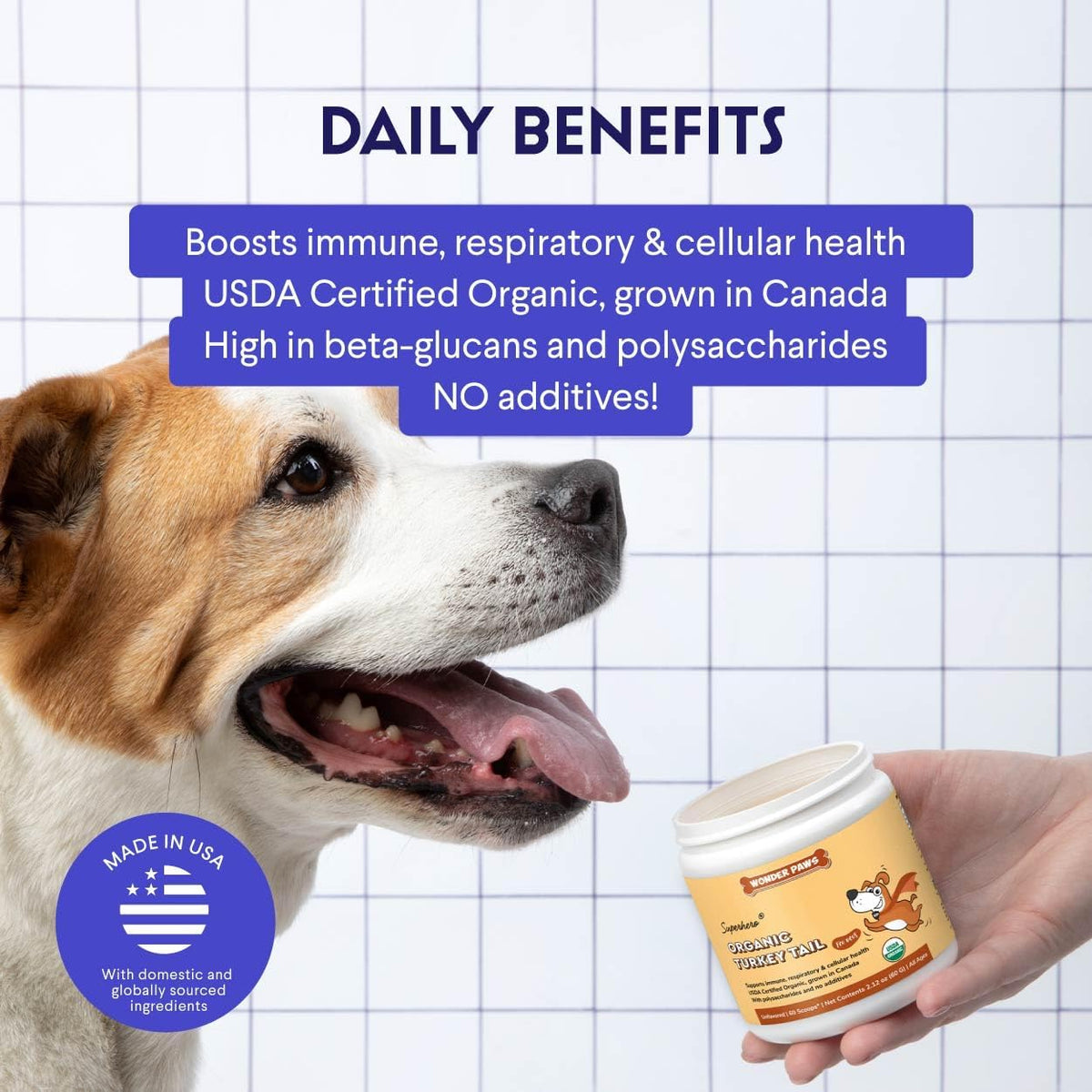 Organic Turkey Tail Mushroom for Dogs – Powerful Turkey Tail for Dogs Mushroom Powder for Immunity, Respiratory, Digestion & Cellular Health–with Beta Glucans & Polysaccharides- 2.12 oz