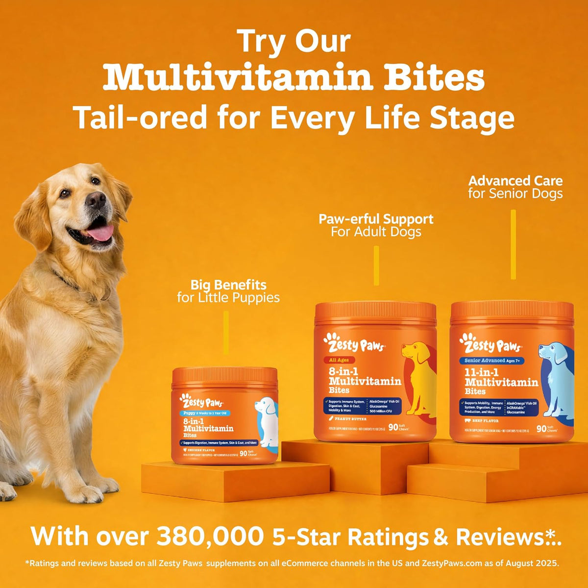 Zesty Paws Organic Mushroom Powder for Dogs - Turkey Tail Mushroom for Dogs -Cognitive, Digestive, Immune & Joint Support Turkey Tail Powder Dog Supplement - 60 g