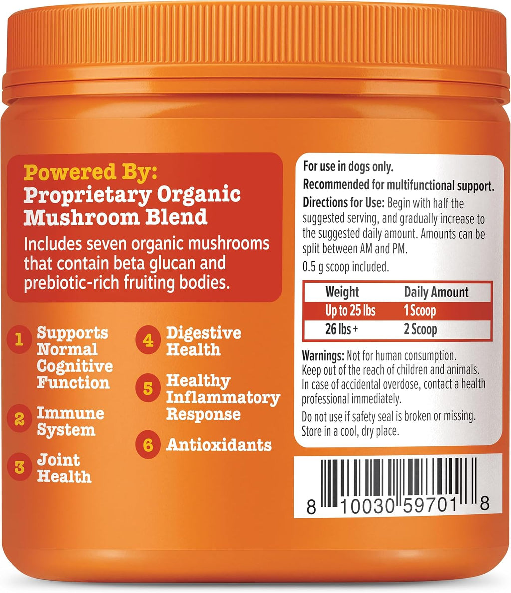 Zesty Paws Organic Mushroom Powder for Dogs - Turkey Tail Mushroom for Dogs -Cognitive, Digestive, Immune & Joint Support Turkey Tail Powder Dog Supplement - 60 g