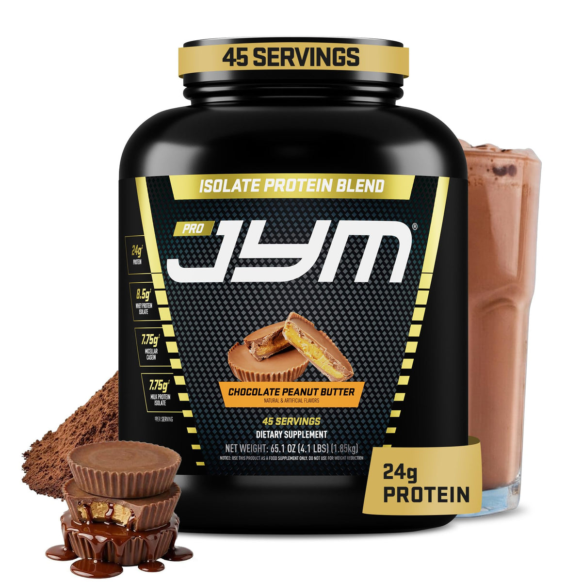 JYM Tahitian Vanilla Bean Whey & Casein Protein Powder, 1.7 lb, 22 Servings